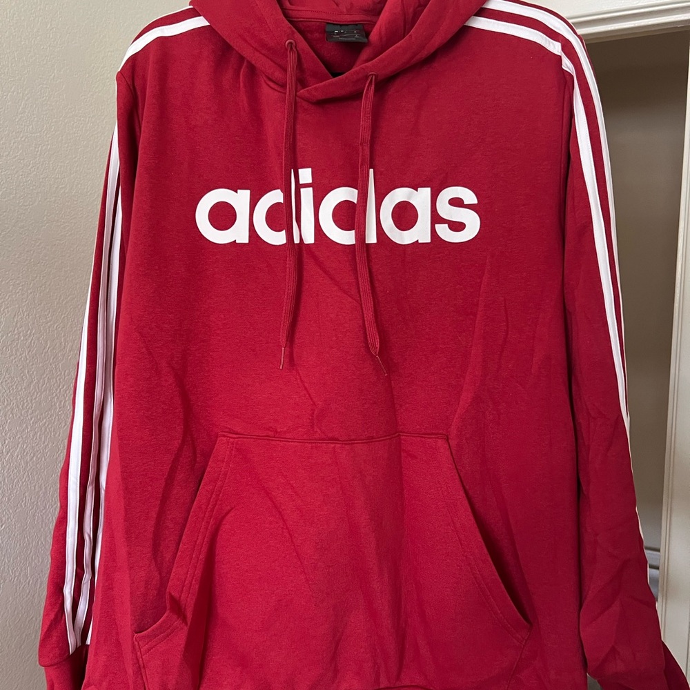 Adidas Scarlet Hoodie with White Accents